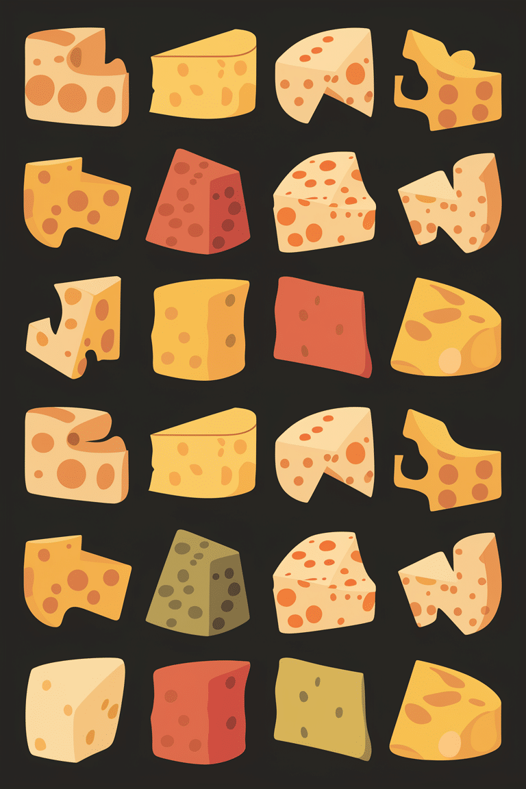 Colorful Cheese Cubes on Black Background Wallpaper