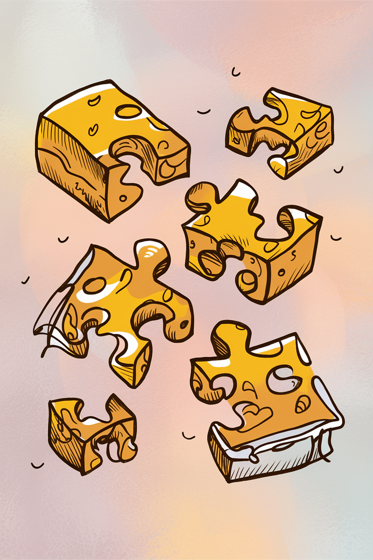 Playful Cheese Puzzle Pieces Phone Wallpaper