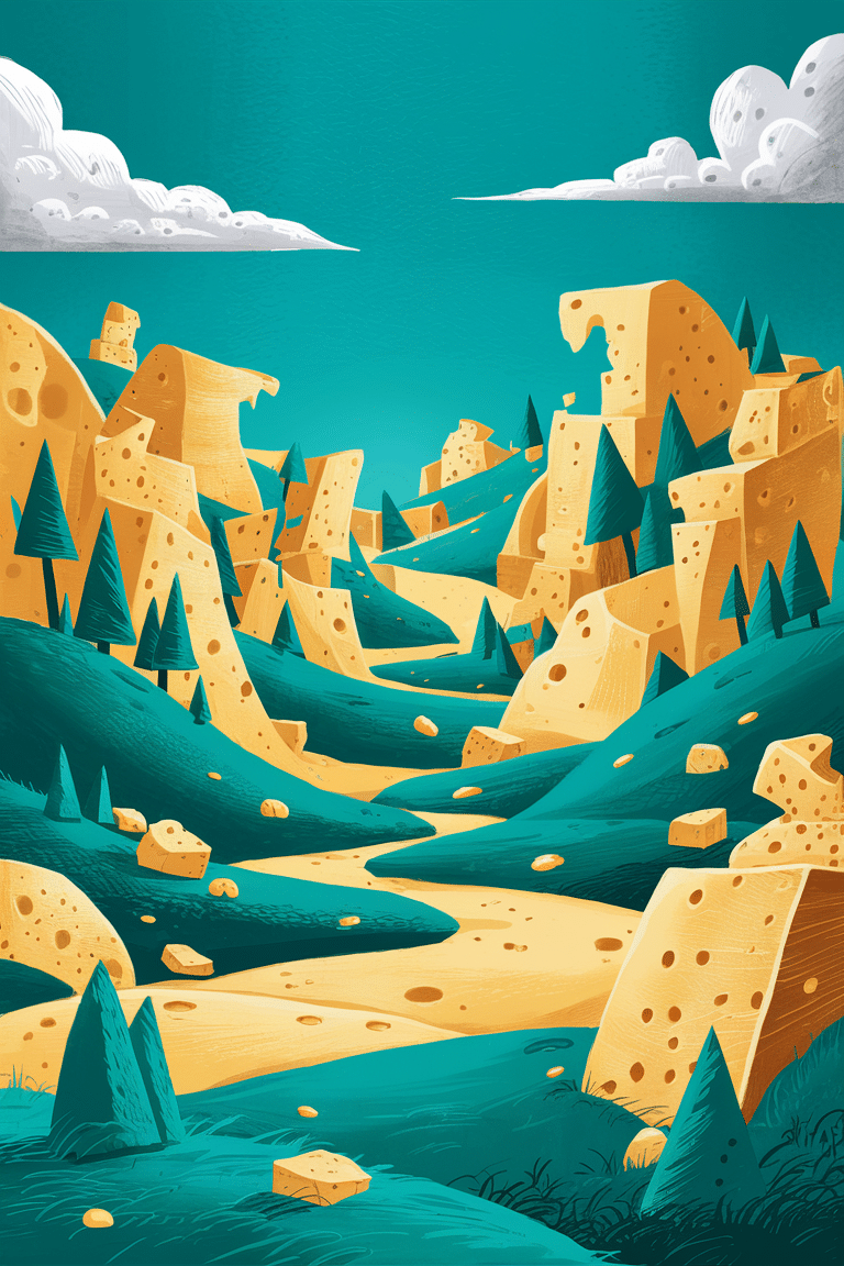 Cheese Landscape in Surreal Style Wallpaper