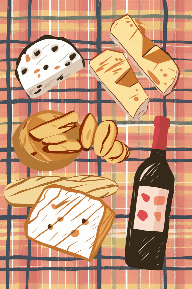 Gourmet Picnic Wallpaper: Cheese & Wine