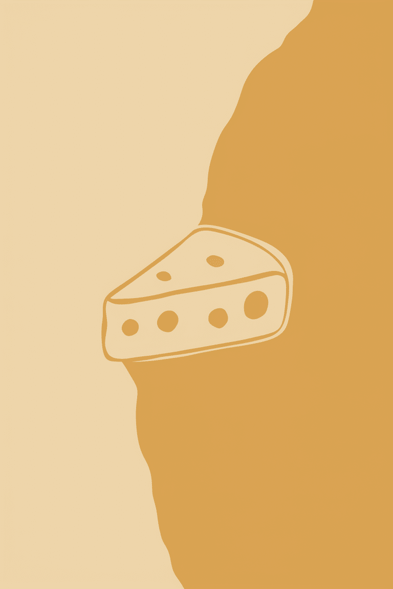 Minimalist Cheese Slice on Gold Wallpaper