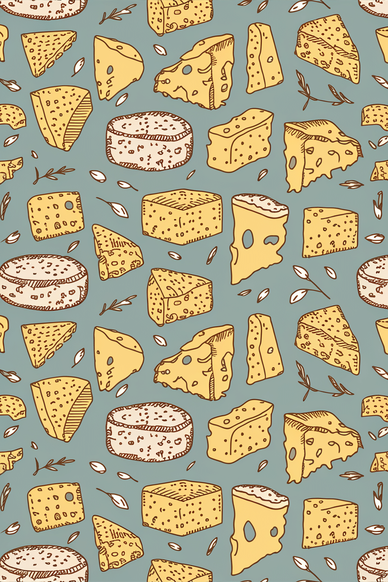 Artistic Cheese & Herbs Wallpaper: A Rustic Touch