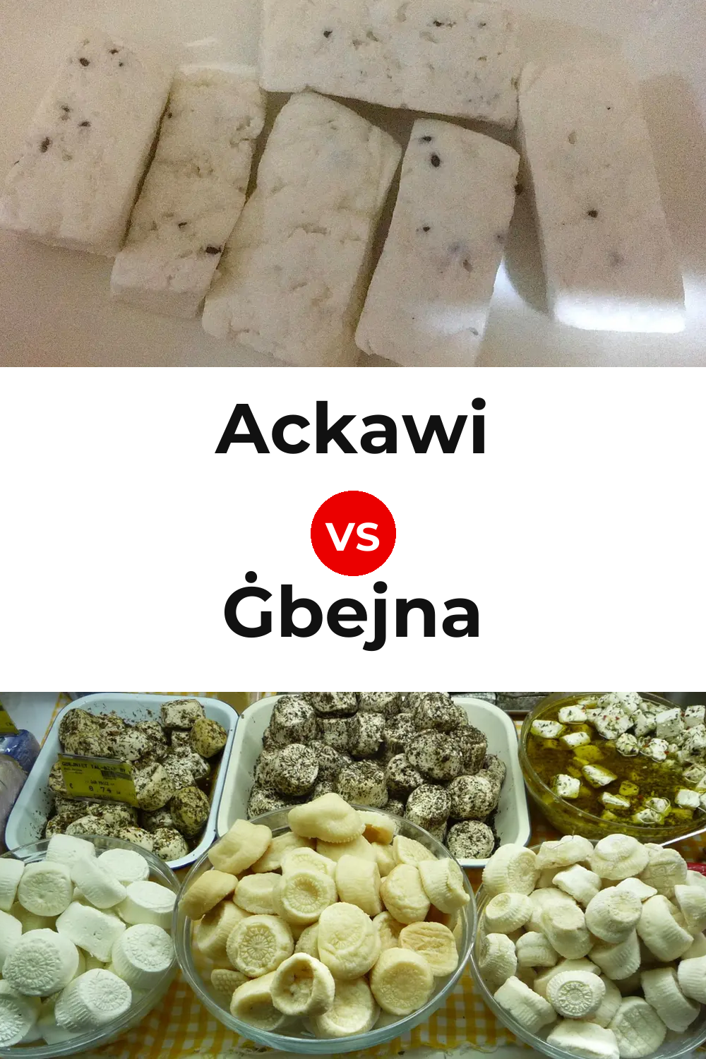 Ackawi Cheese vs Ġbejna Cheese Pinterest comparison