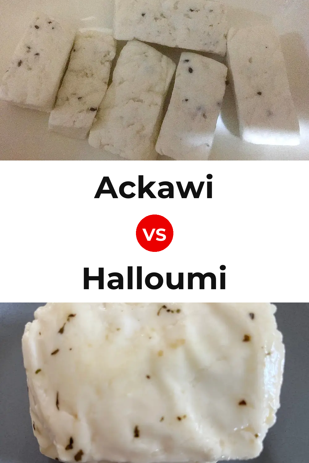Ackawi Cheese vs Halloumi Cheese Pinterest comparison