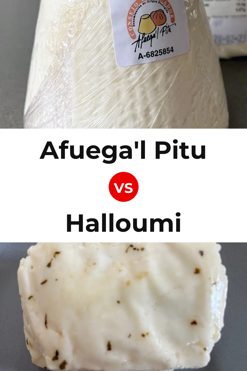 Afuega'l Pitu Cheese vs Halloumi Cheese Pinterest comparison