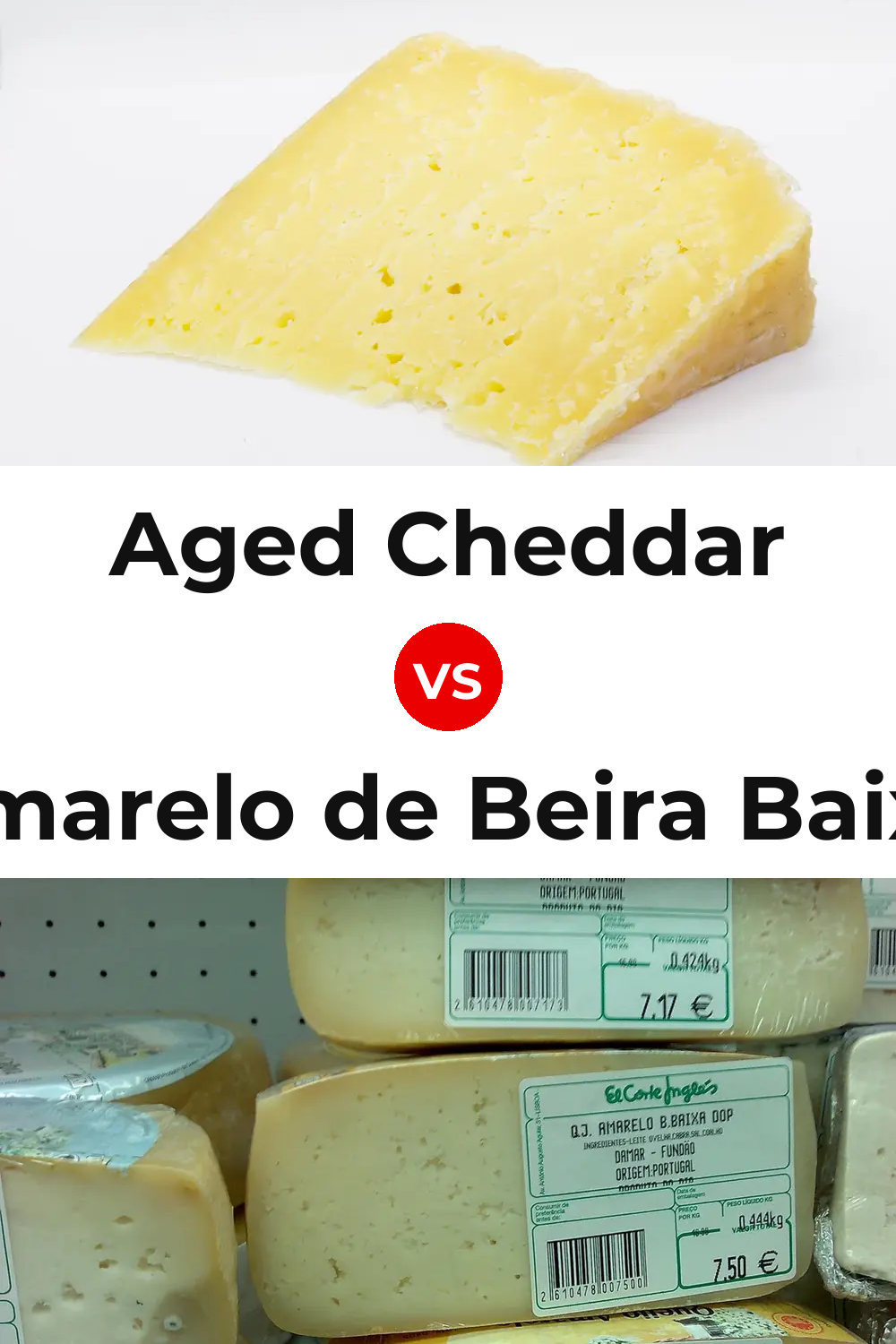Aged Cheddar Cheese vs Amarelo de Beira Baixa Cheese Pinterest comparison