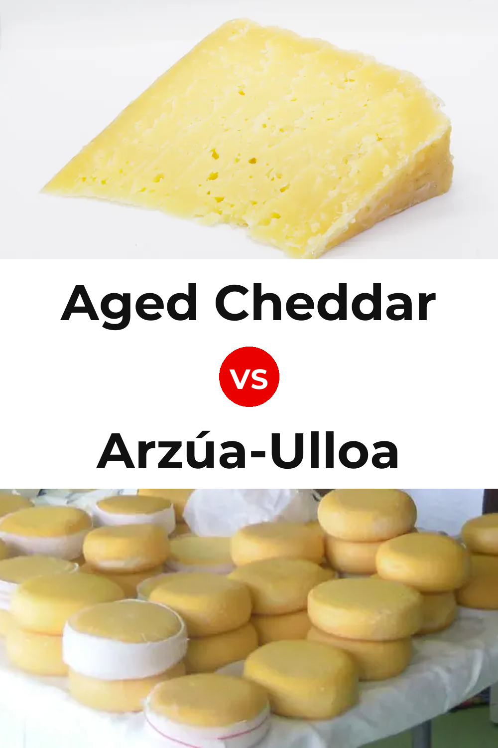 Aged Cheddar Cheese vs Arzúa-Ulloa Cheese Pinterest comparison