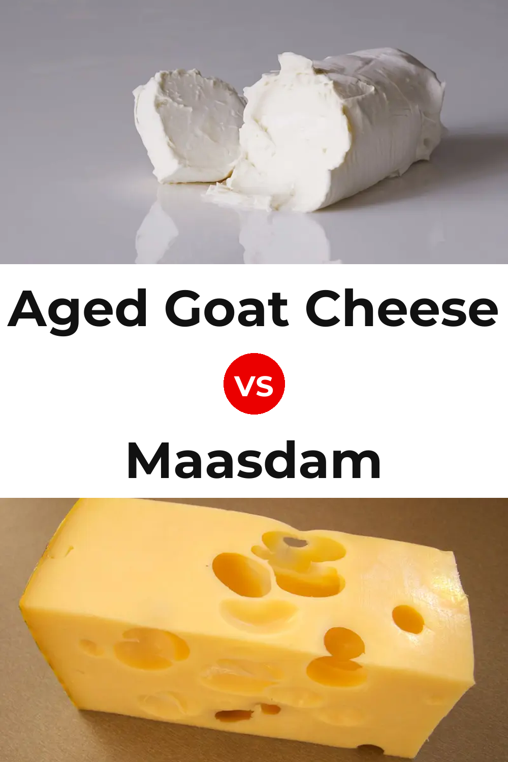Aged Goat Cheese vs Maasdam Cheese Pinterest comparison