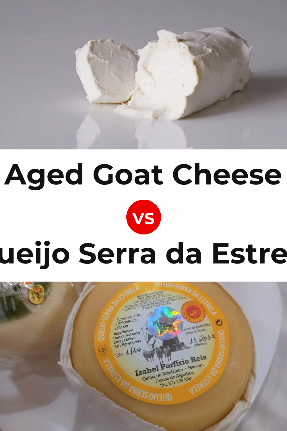Aged Goat Cheese vs Queijo Serra da Estrela Pinterest comparison