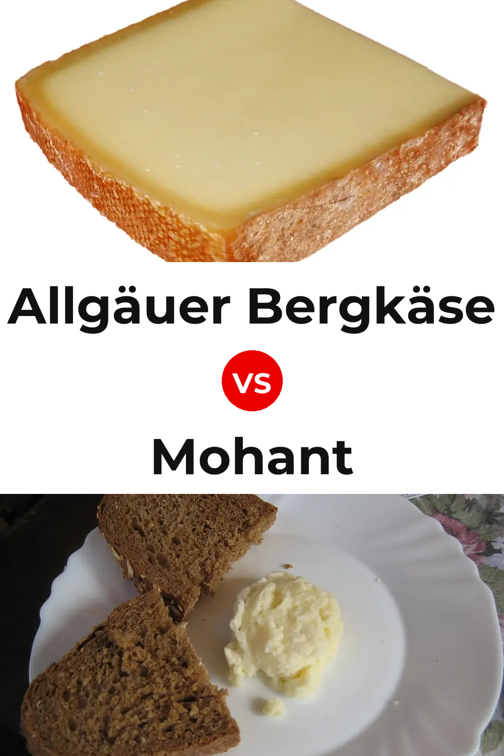 Allgäuer Bergkäse Cheese vs Mohant Cheese Pinterest comparison