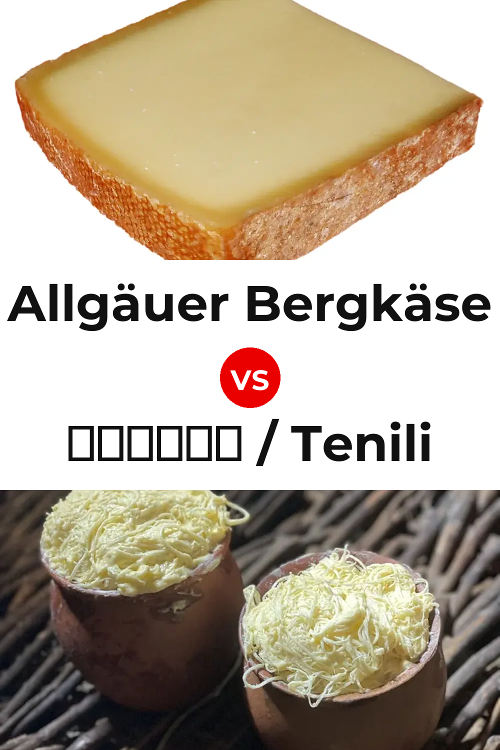 Allgäuer Bergkäse Cheese vs ტენილი / Tenili Cheese Pinterest comparison