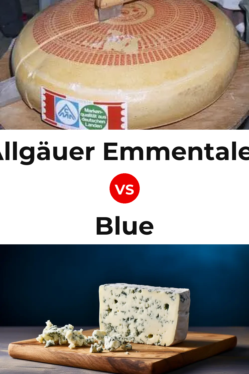 Allgäuer Emmentaler Cheese vs Blue Cheese Pinterest comparison
