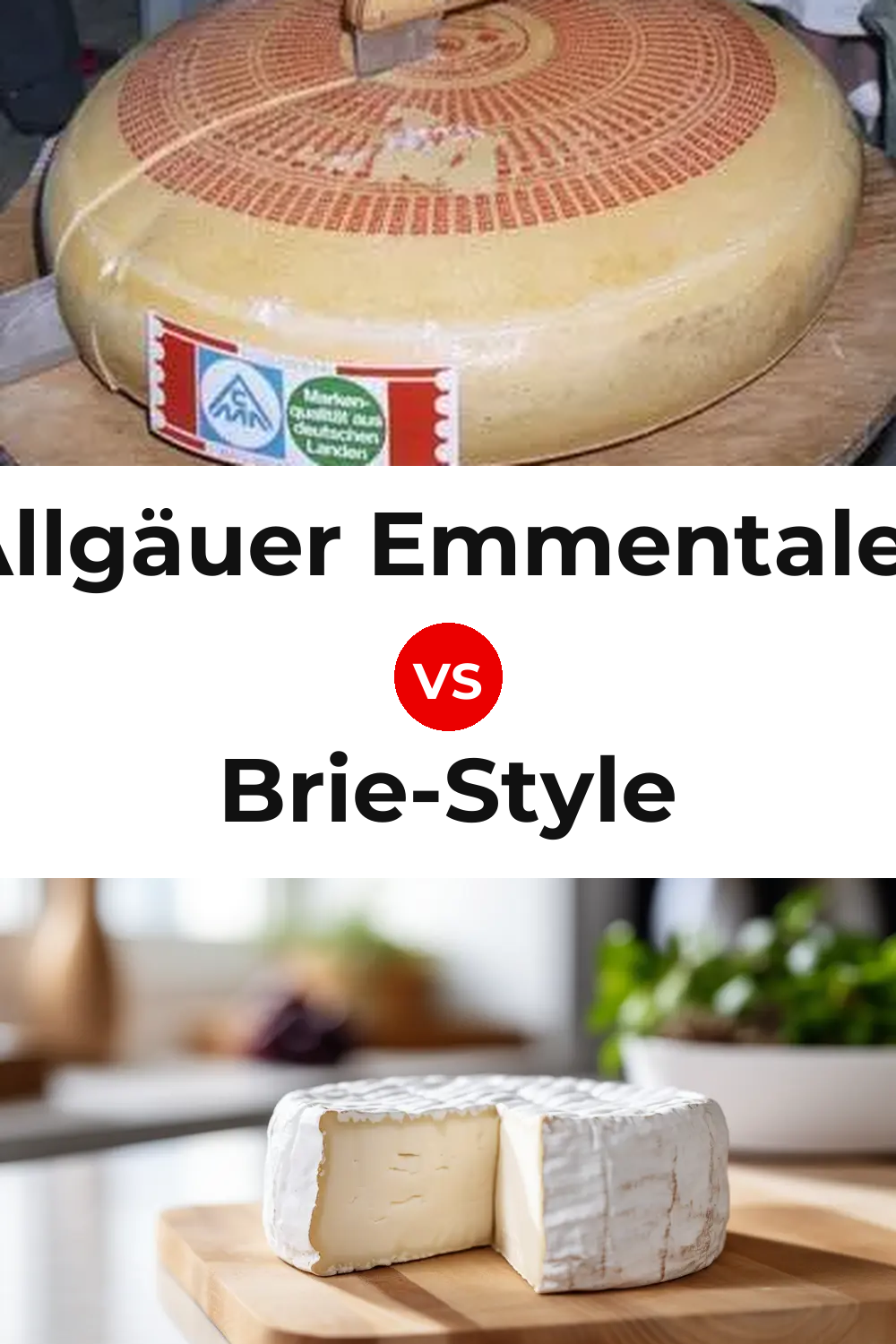 Allgäuer Emmentaler Cheese vs Brie-Style Cheese Pinterest comparison