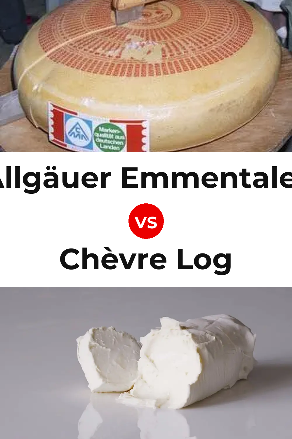 Allgäuer Emmentaler Cheese vs Chèvre Log Cheese Pinterest comparison