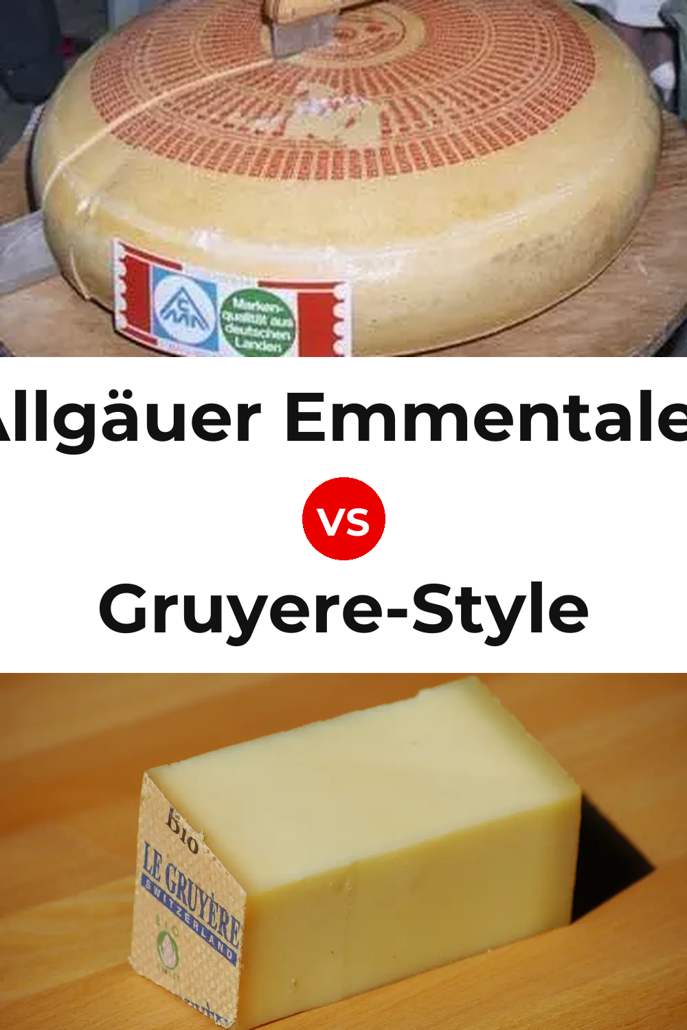 Allgäuer Emmentaler Cheese vs Gruyere-Style Cheese Pinterest comparison