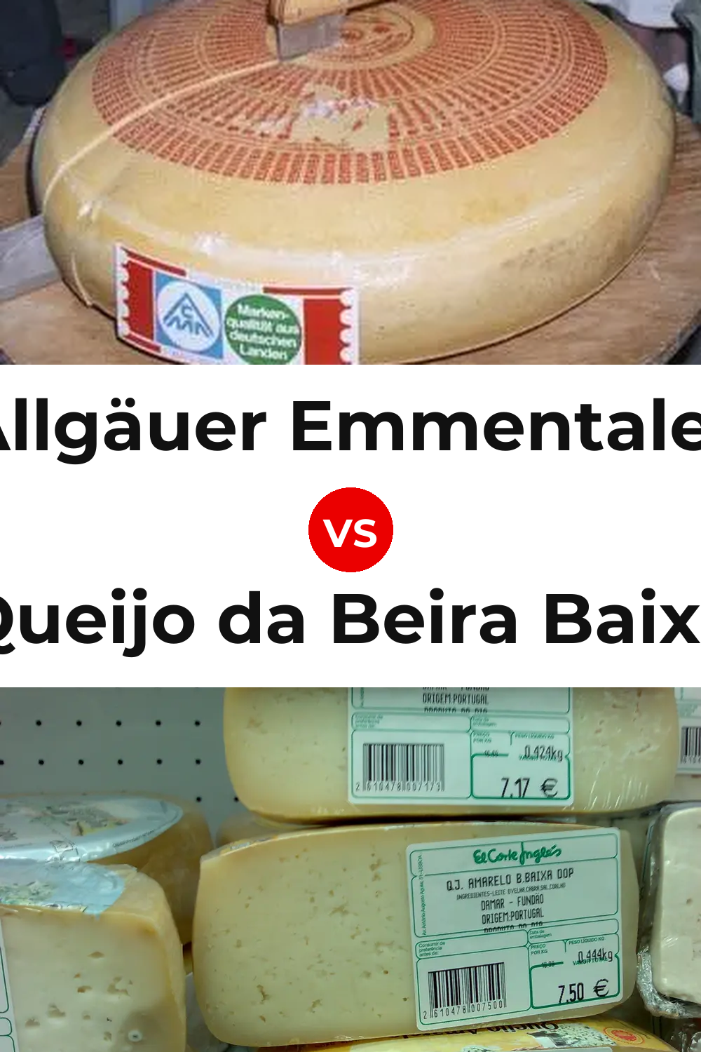 Allgäuer Emmentaler Cheese vs Queijo da Beira Baixa Pinterest comparison