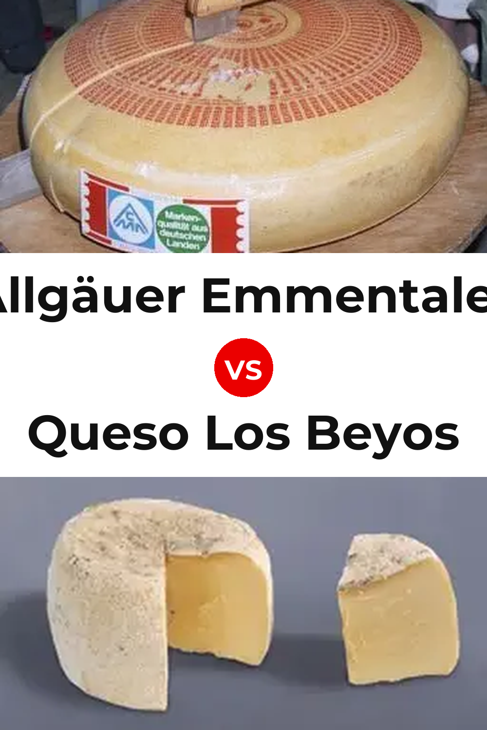Allgäuer Emmentaler Cheese vs Queso Los Beyos Pinterest comparison
