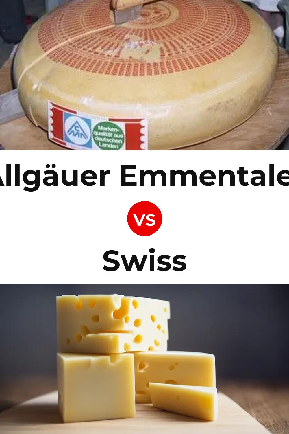 Allgäuer Emmentaler Cheese vs Swiss Cheese Pinterest comparison