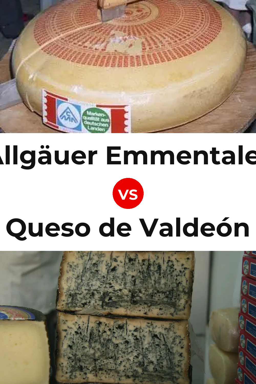 Allgäuer Emmentaler Cheese vs Queso de Valdeón Pinterest comparison