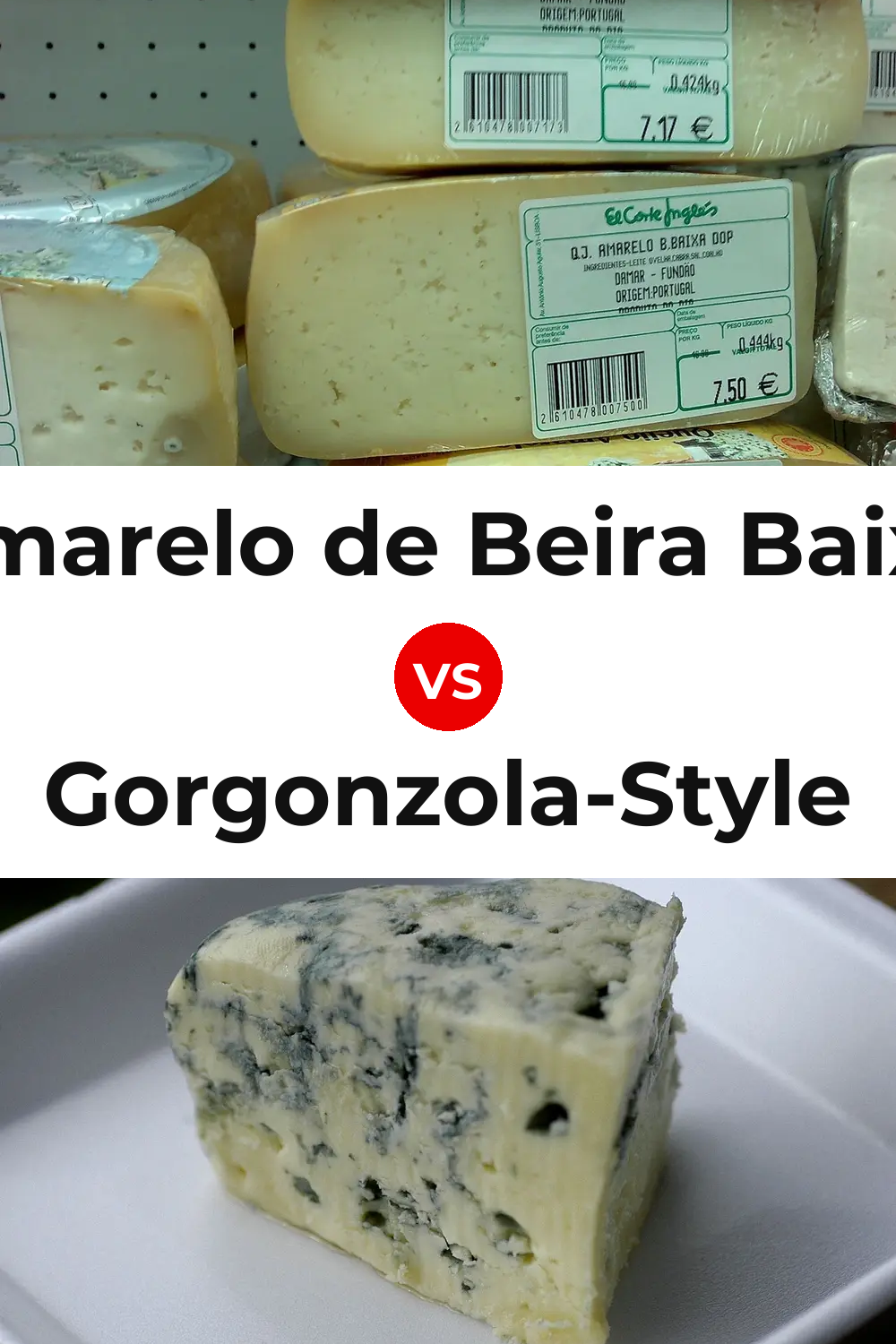 Amarelo de Beira Baixa Cheese vs Gorgonzola-Style Cheese Pinterest comparison
