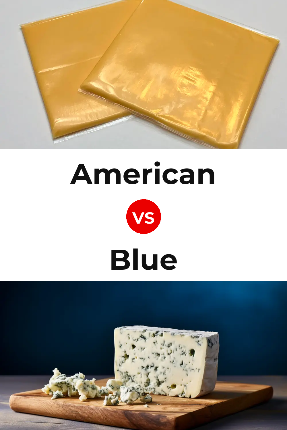 American Cheese vs Blue Cheese Pinterest comparison