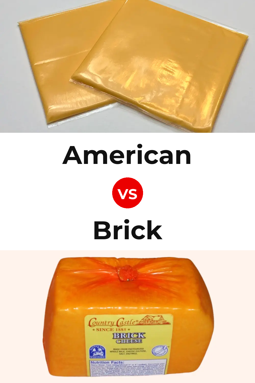 American Cheese vs Brick Cheese Pinterest comparison