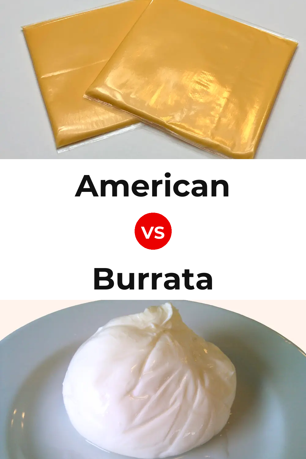 American Cheese vs Burrata Cheese Pinterest comparison