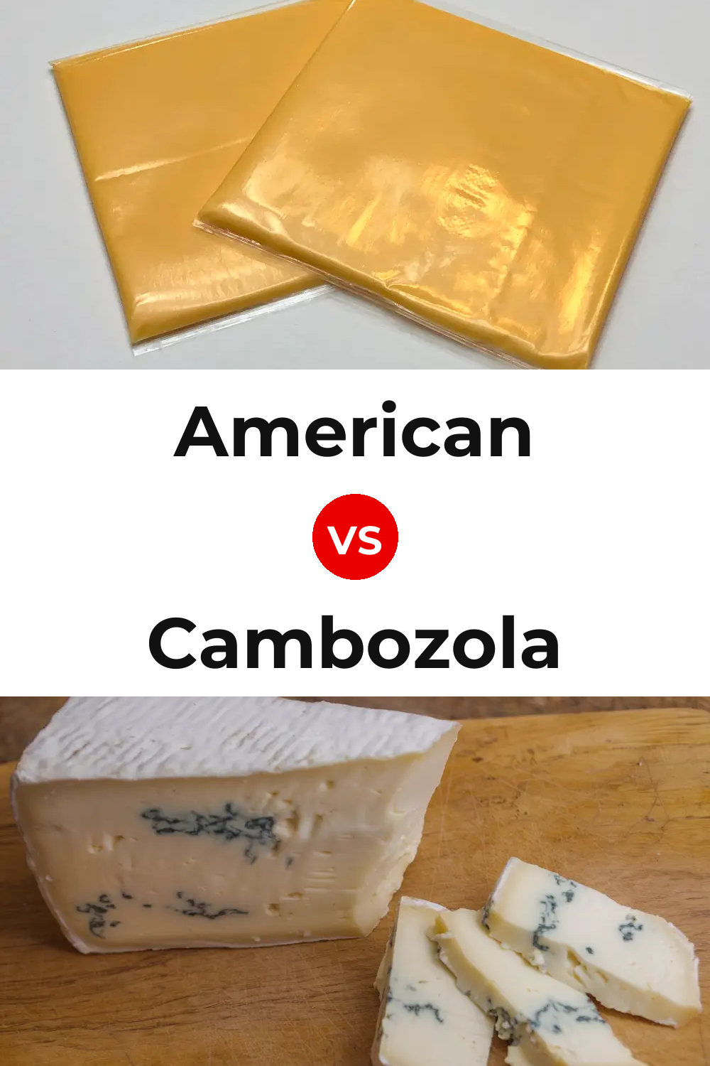 American Cheese vs Cambozola Cheese Pinterest comparison