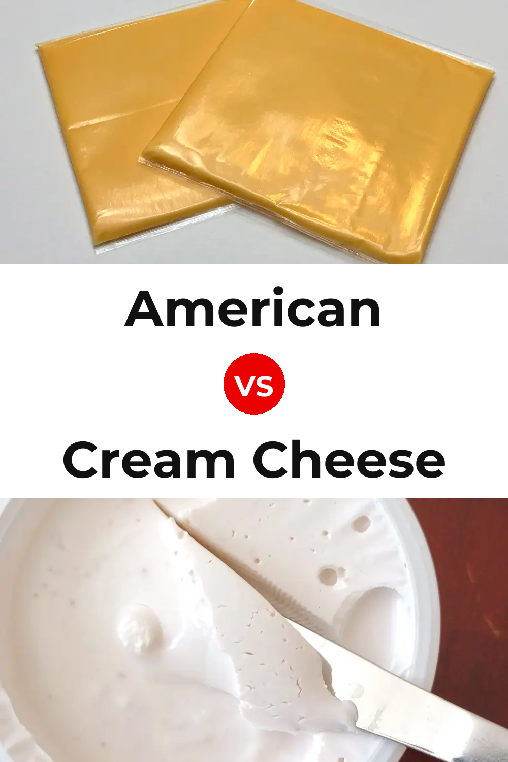 American Cheese vs Cream Cheese Pinterest comparison