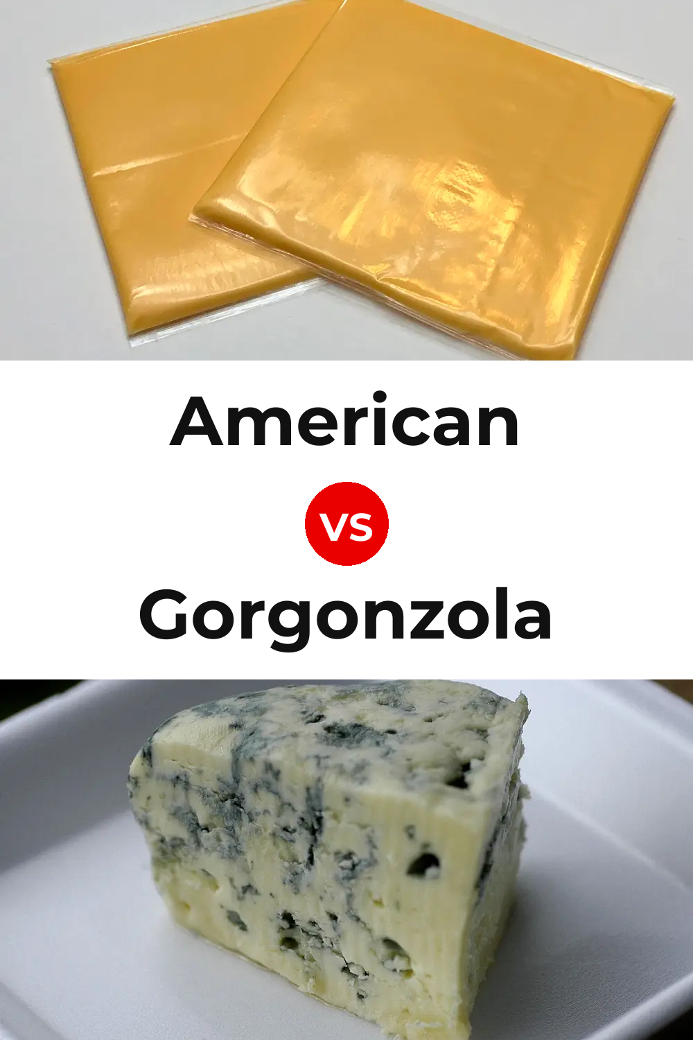 American Cheese vs Gorgonzola Cheese Pinterest comparison