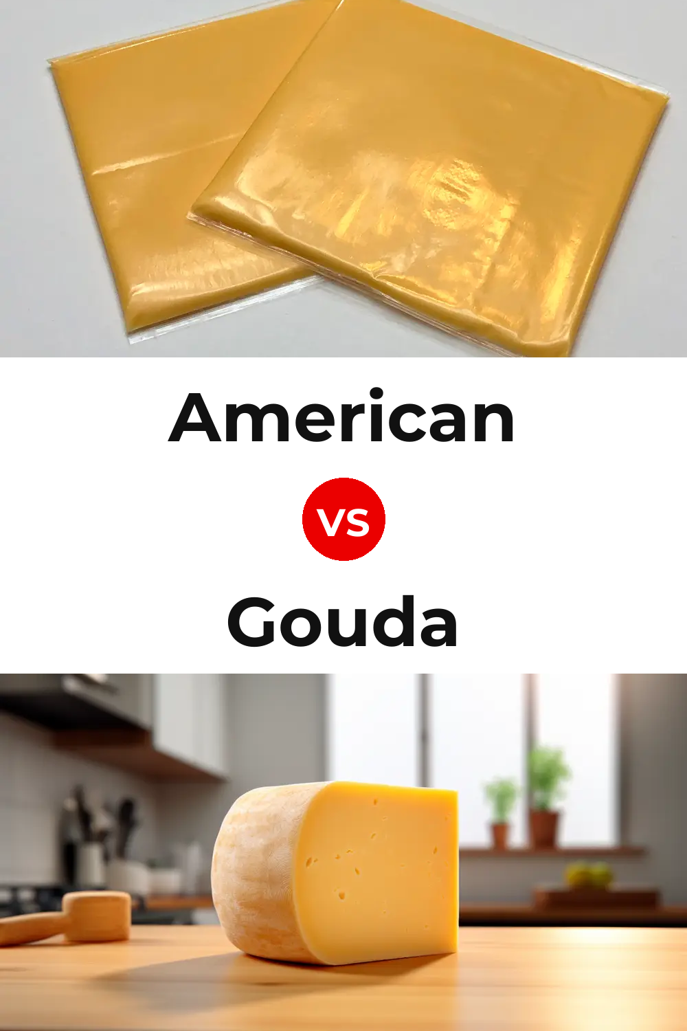 American Cheese vs Gouda Cheese Pinterest comparison