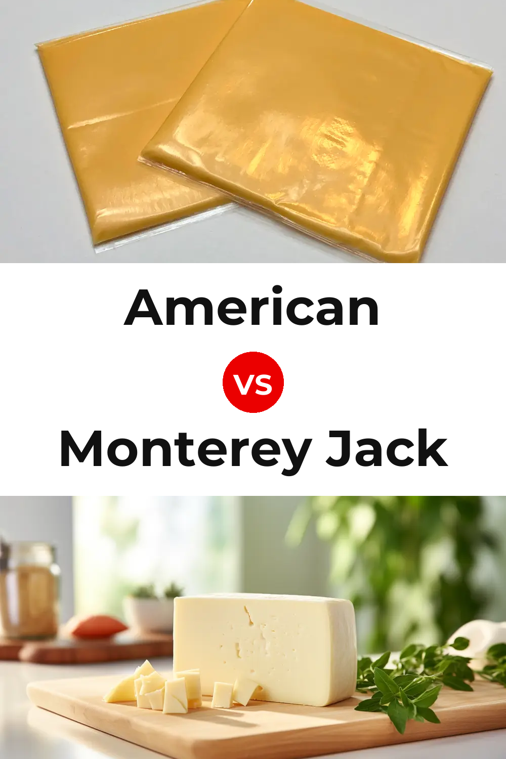 American Cheese vs Monterey Jack Cheese Pinterest comparison