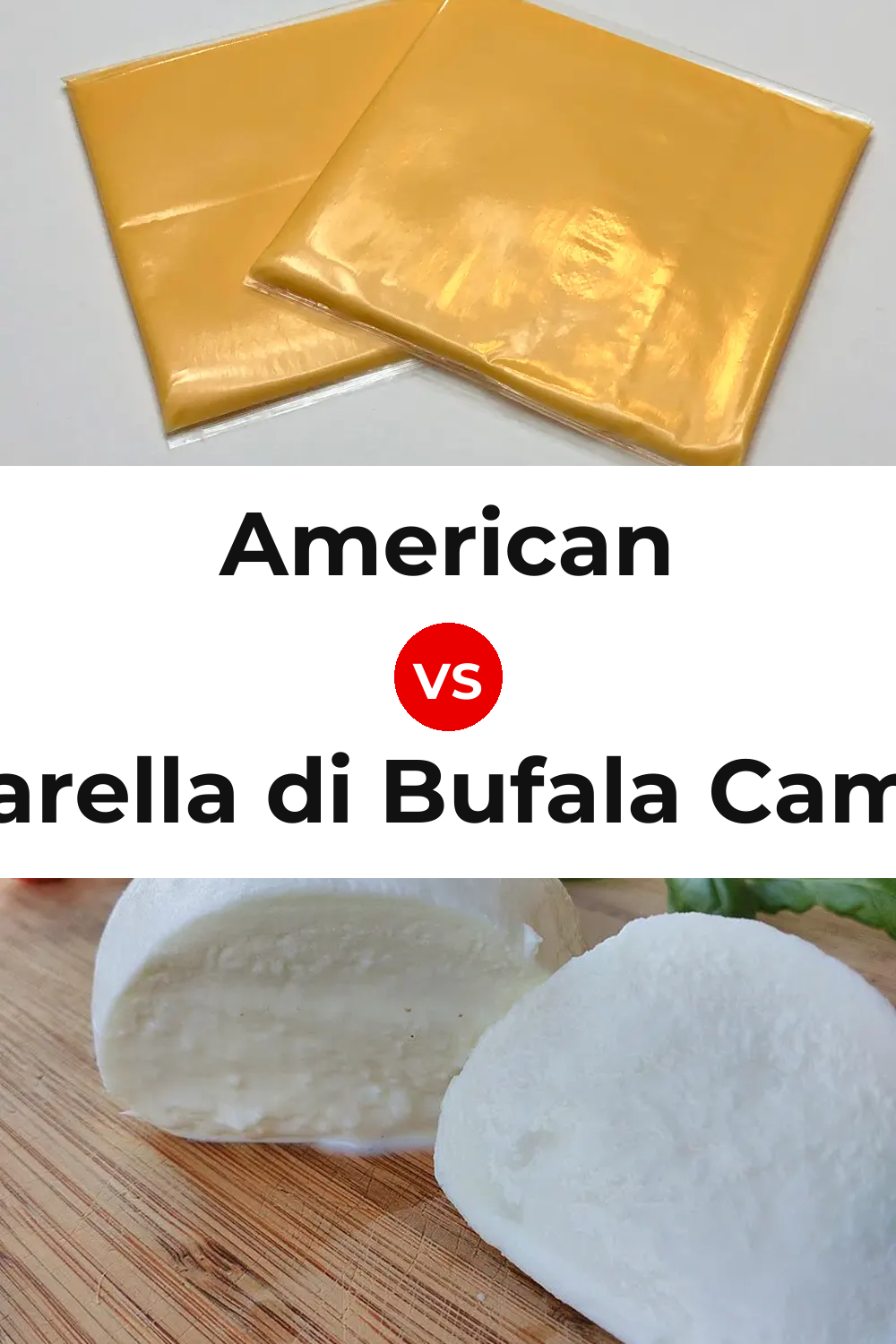 American Cheese vs Mozzarella di Bufala Campana Cheese Pinterest comparison