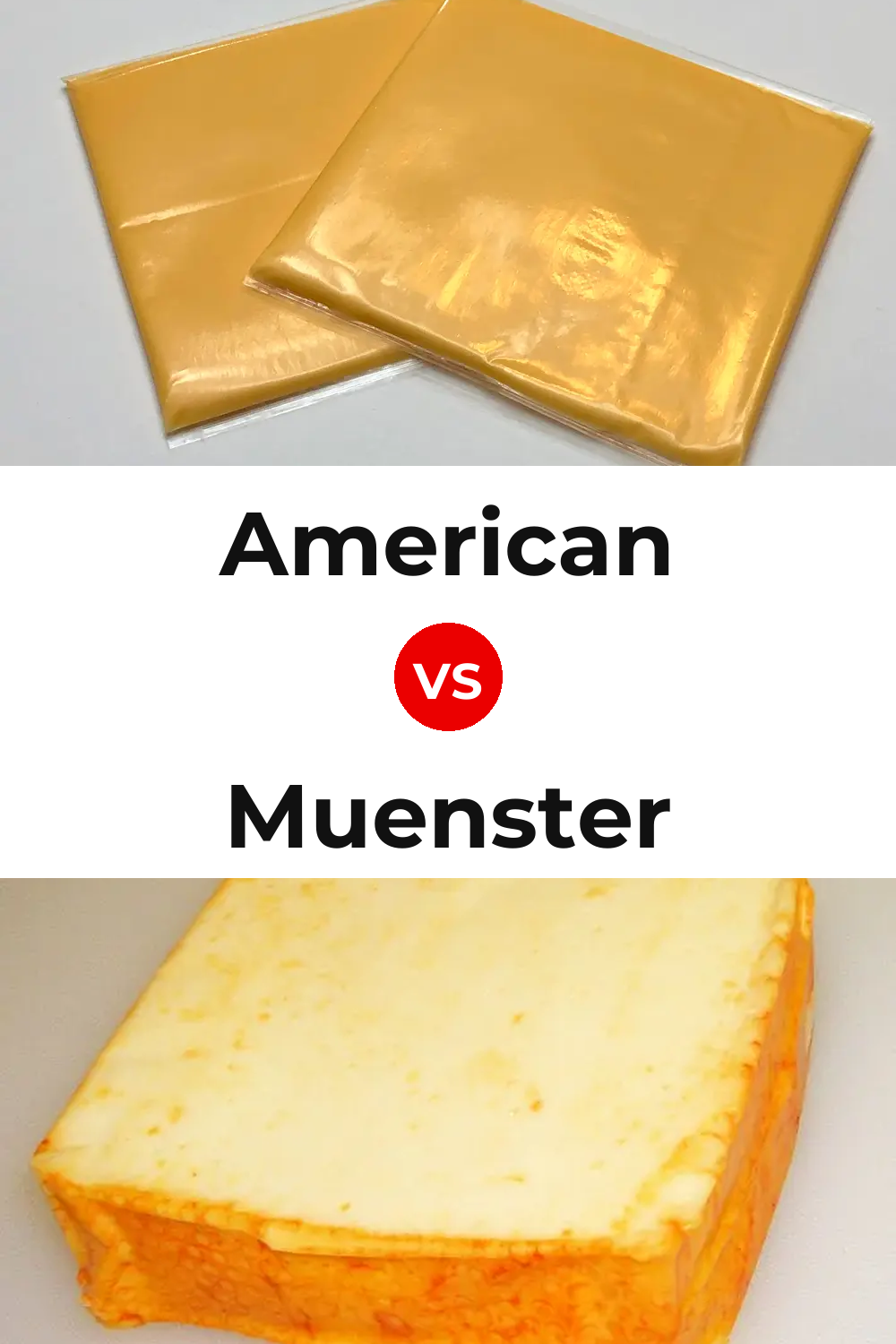 American Cheese vs Muenster Cheese Pinterest comparison