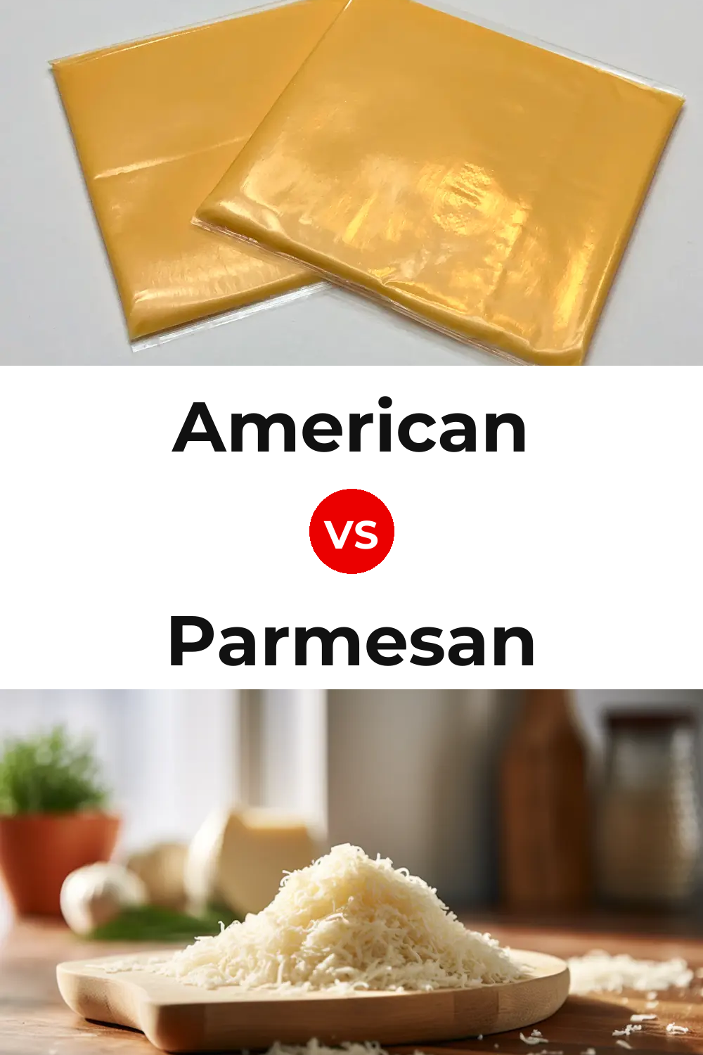 American Cheese vs Parmesan Cheese Pinterest comparison