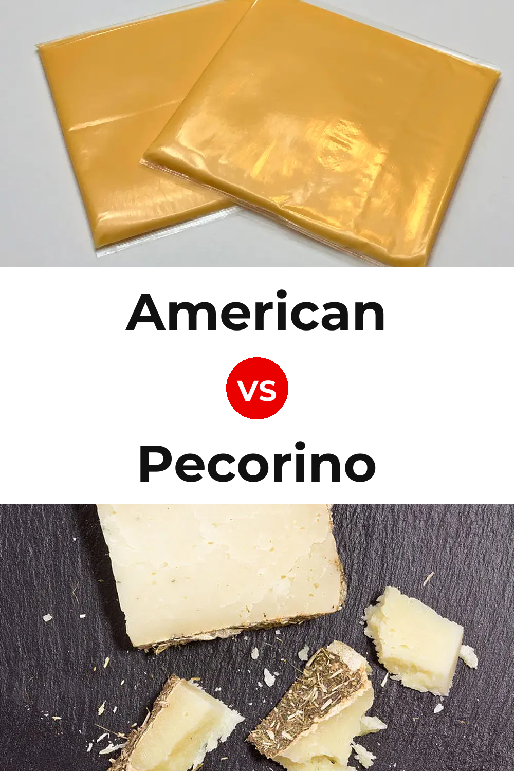 American Cheese vs Pecorino Cheese Pinterest comparison