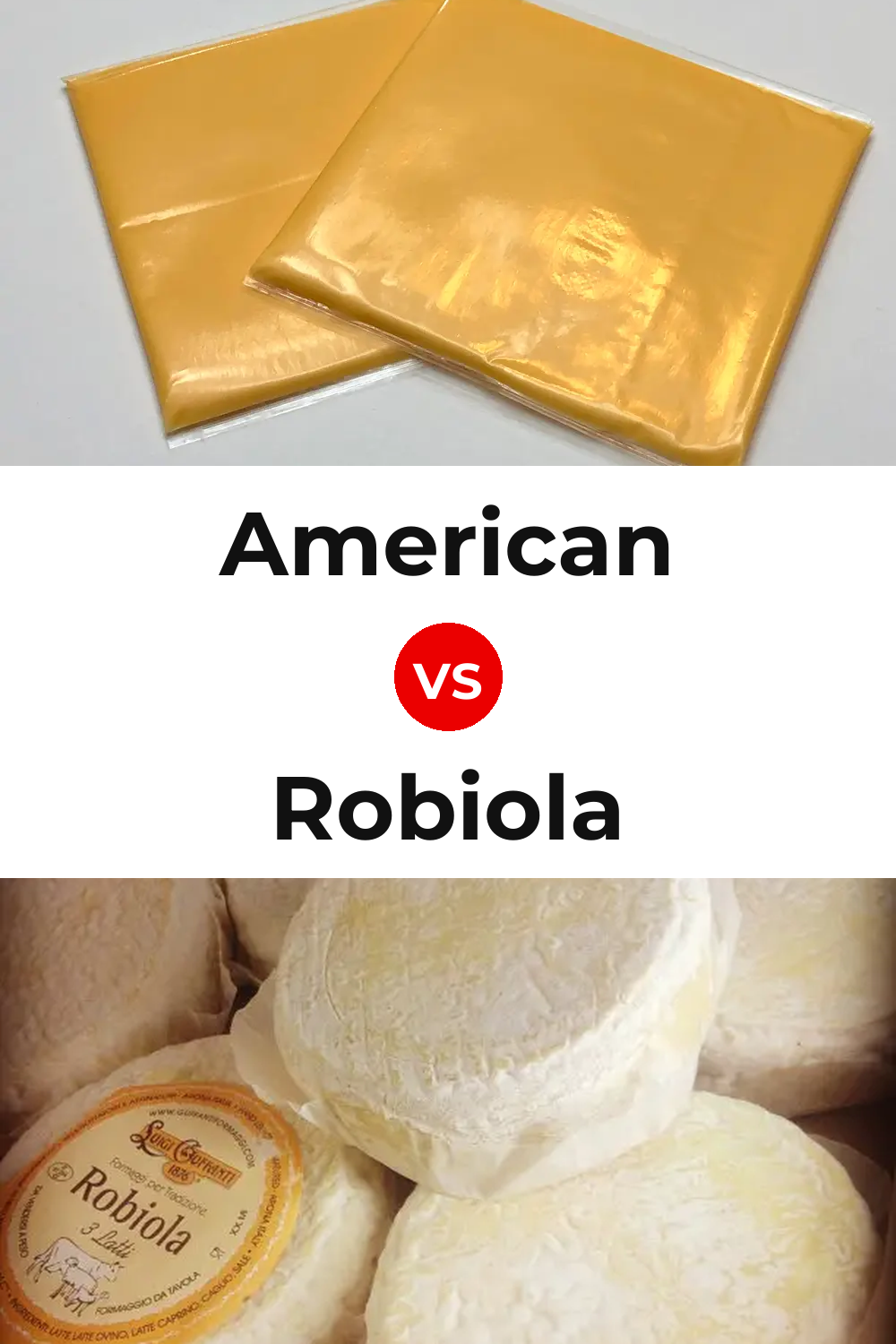 American Cheese vs Robiola Cheese Pinterest comparison