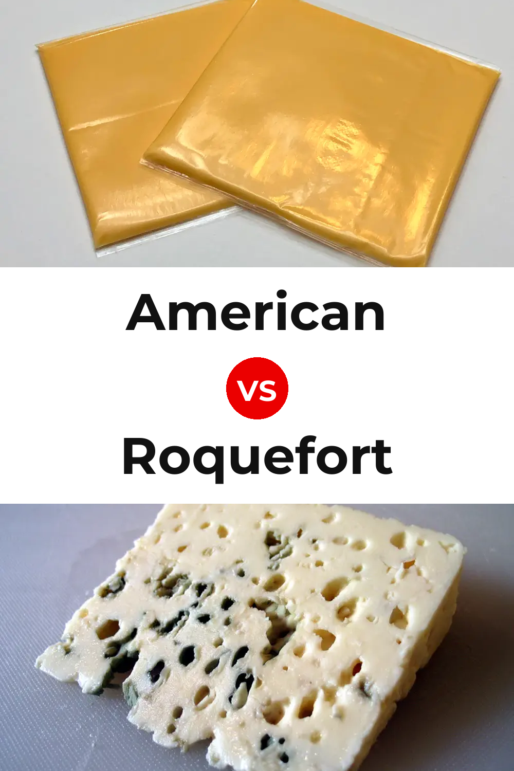 American Cheese vs Roquefort Cheese Pinterest comparison
