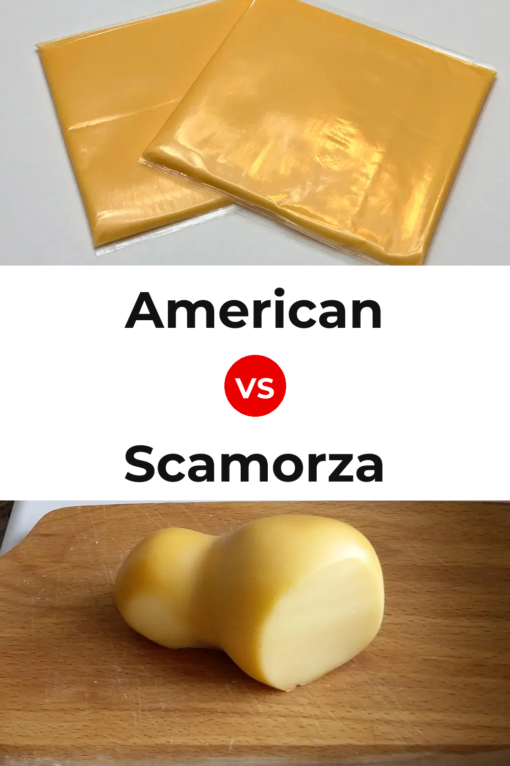 American Cheese vs Scamorza Cheese Pinterest comparison