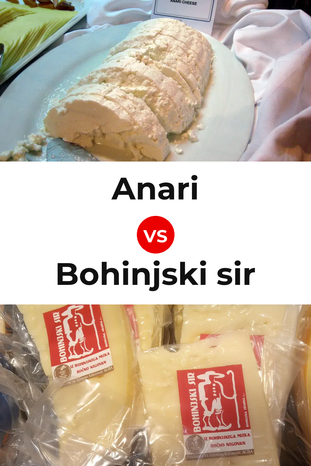 Anari Cheese vs Bohinjski sir Cheese Pinterest comparison
