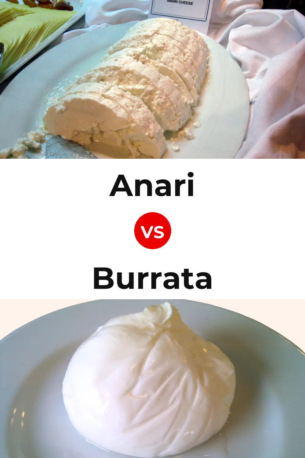 Anari Cheese vs Burrata Cheese Pinterest comparison