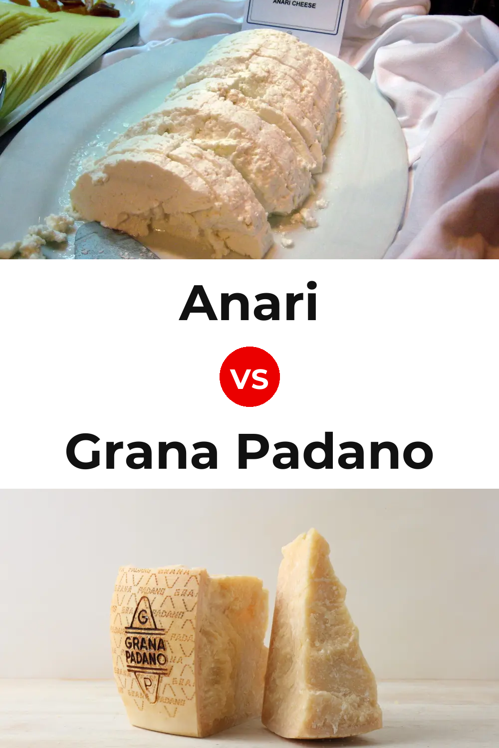 Anari Cheese vs Grana Padano Cheese Pinterest comparison