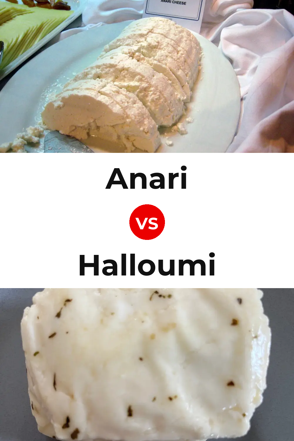 Anari Cheese vs Halloumi Cheese Pinterest comparison