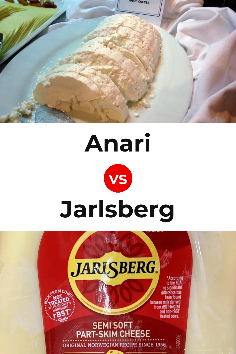 Anari Cheese vs Jarlsberg Cheese Pinterest comparison