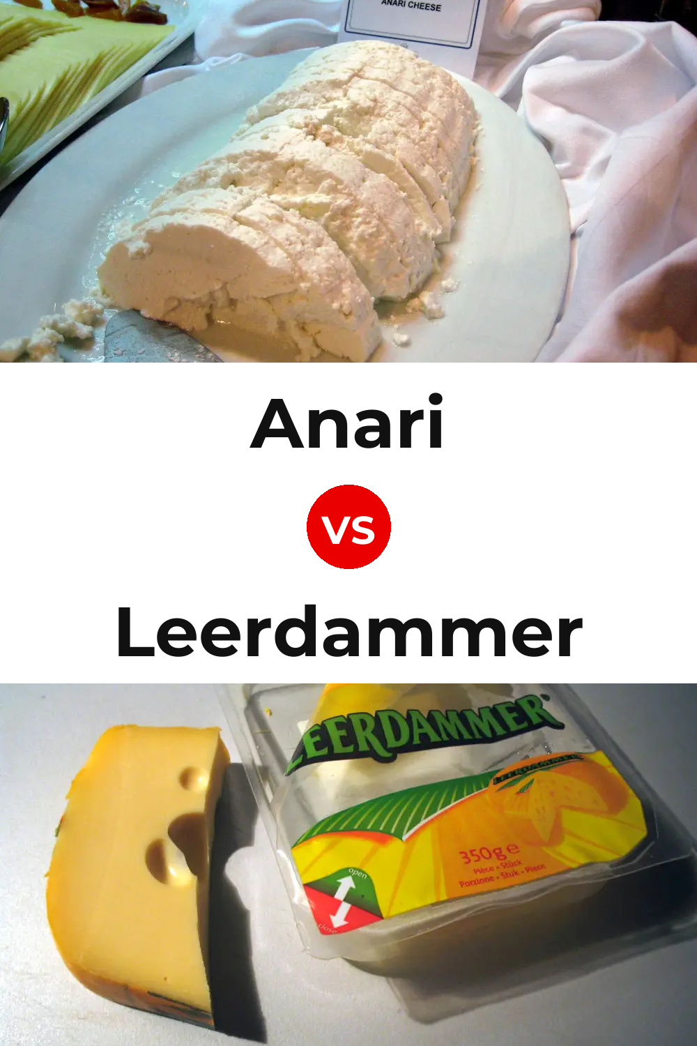Anari Cheese vs Leerdammer Cheese Pinterest comparison