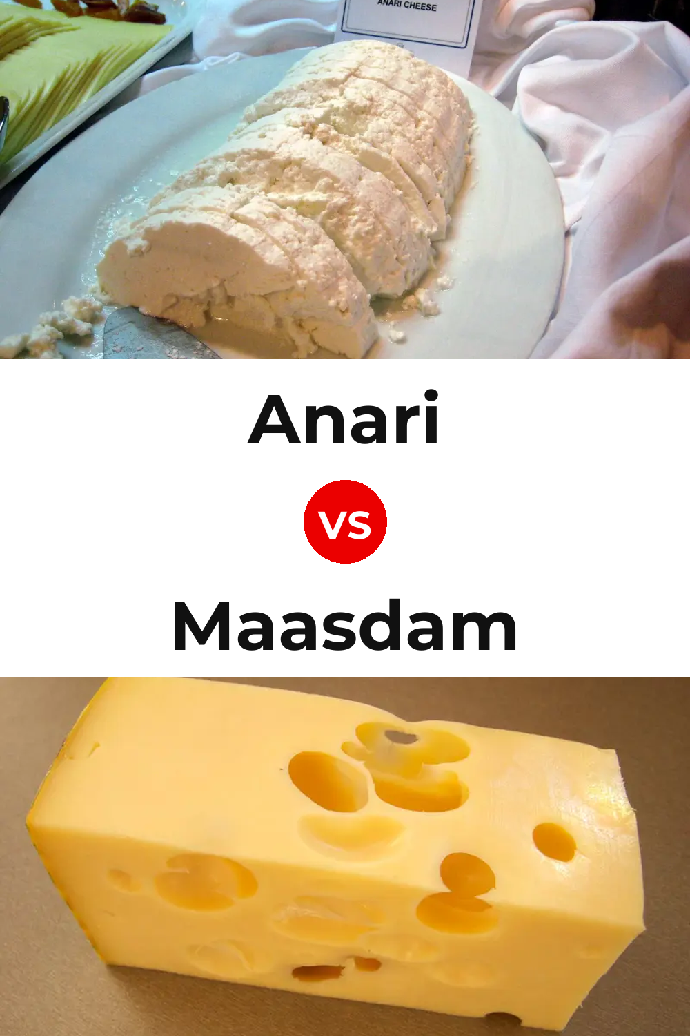 Anari Cheese vs Maasdam Cheese Pinterest comparison