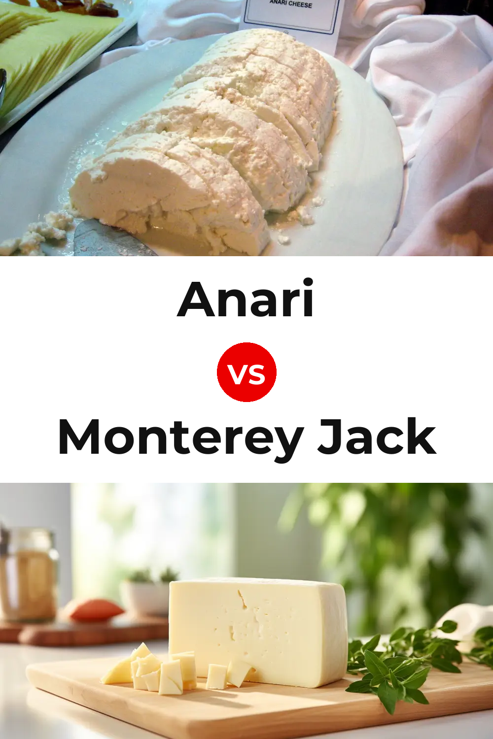 Anari Cheese vs Monterey Jack Cheese Pinterest comparison