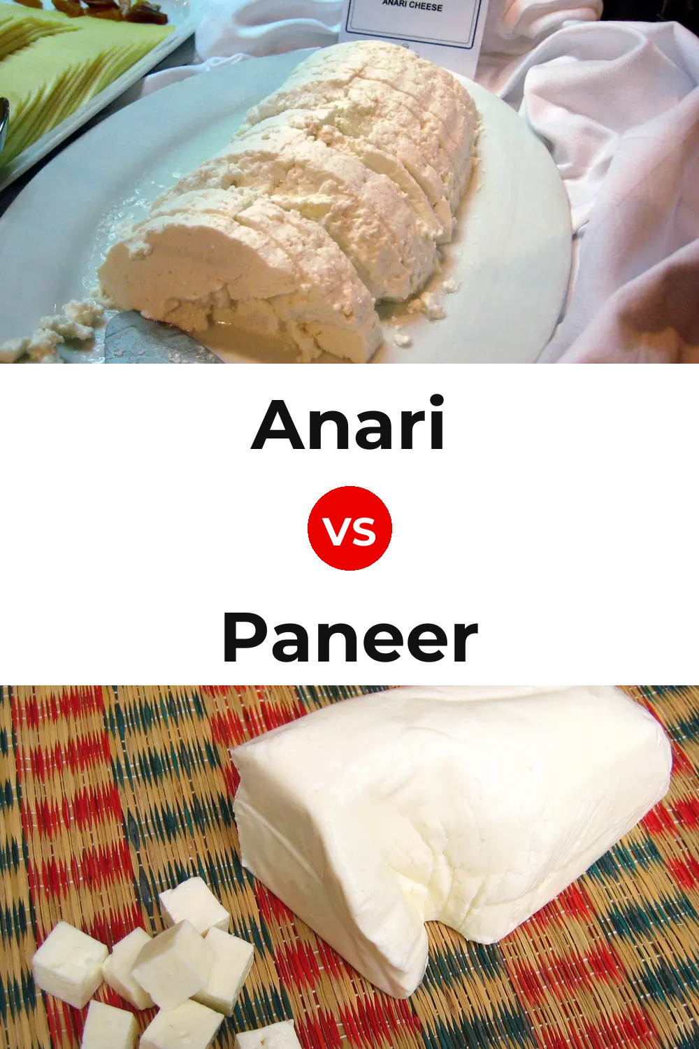 Anari Cheese vs Paneer Cheese Pinterest comparison