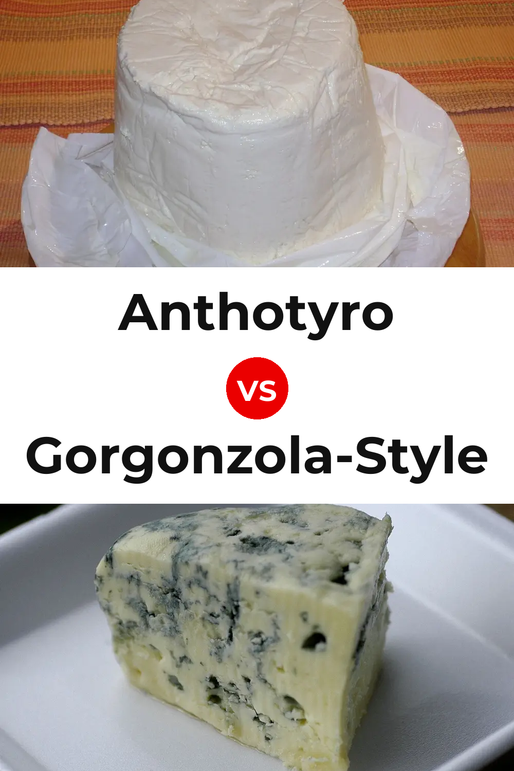 Anthotyro Cheese vs Gorgonzola-Style Cheese Pinterest comparison