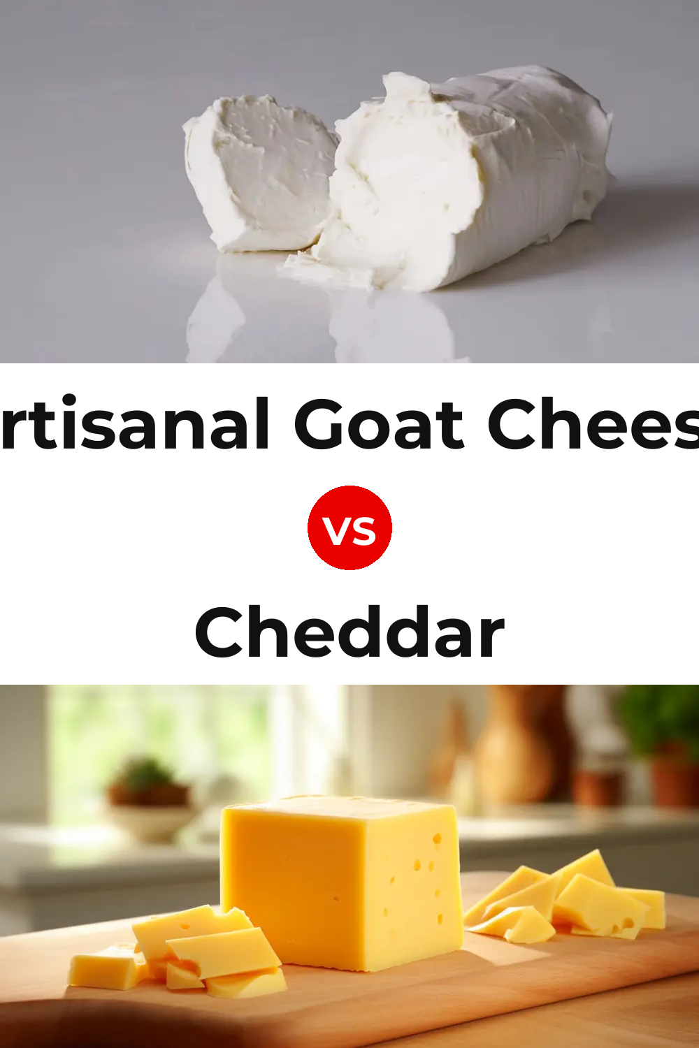 Artisanal Goat Cheese vs Cheddar Cheese Pinterest comparison